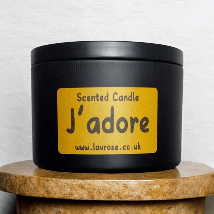 J'adore Scented Candle - Lavrose eco - friendly scented candle, coconut - soy wax, sustainable, vegan, cruelty free, paraben free, clean burning, natural ingredients, toxin free, no additives