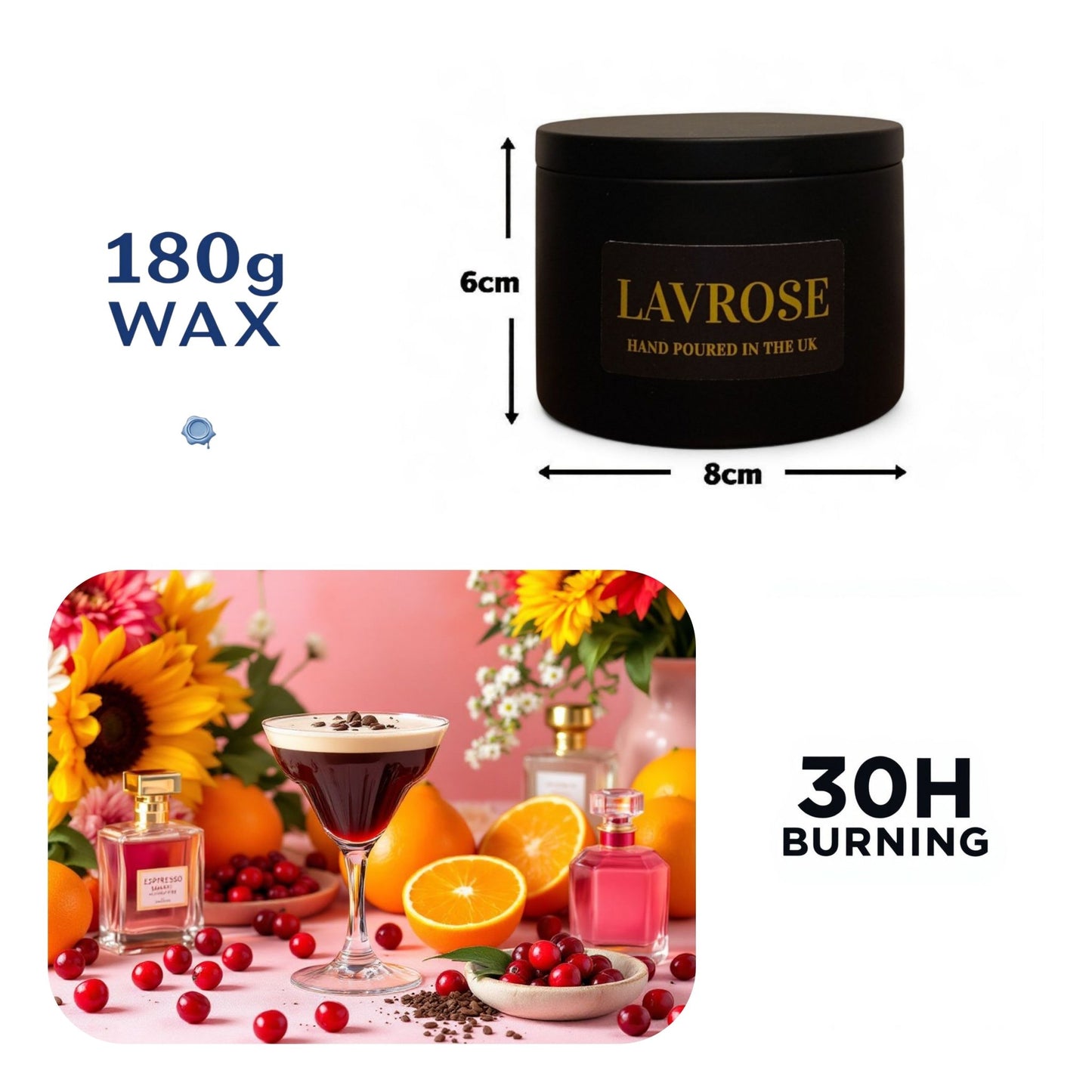 Chocolate Orange Scented Candle - Lavrose eco - friendly scented candle, coconut - soy wax, sustainable, vegan, cruelty free, paraben free, clean burning, natural ingredients, toxin free, no additives