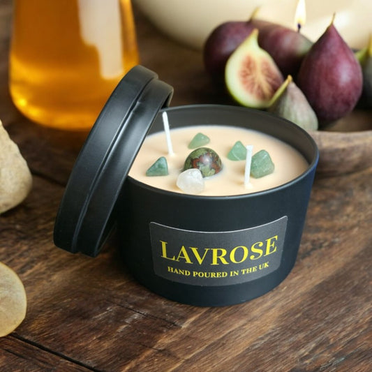 Black Fig And Honey with Gemstone Scented Candle, Front view
