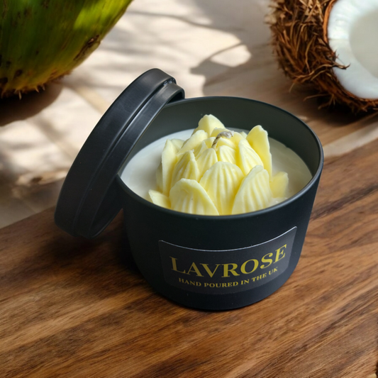 Coconut and Shea Scented Candle, Front view