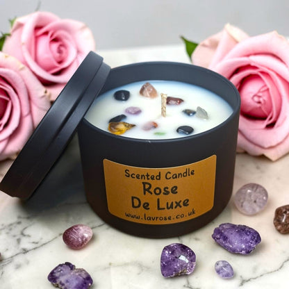Rose De Luxe Scented Candle With Assorted Gemstone